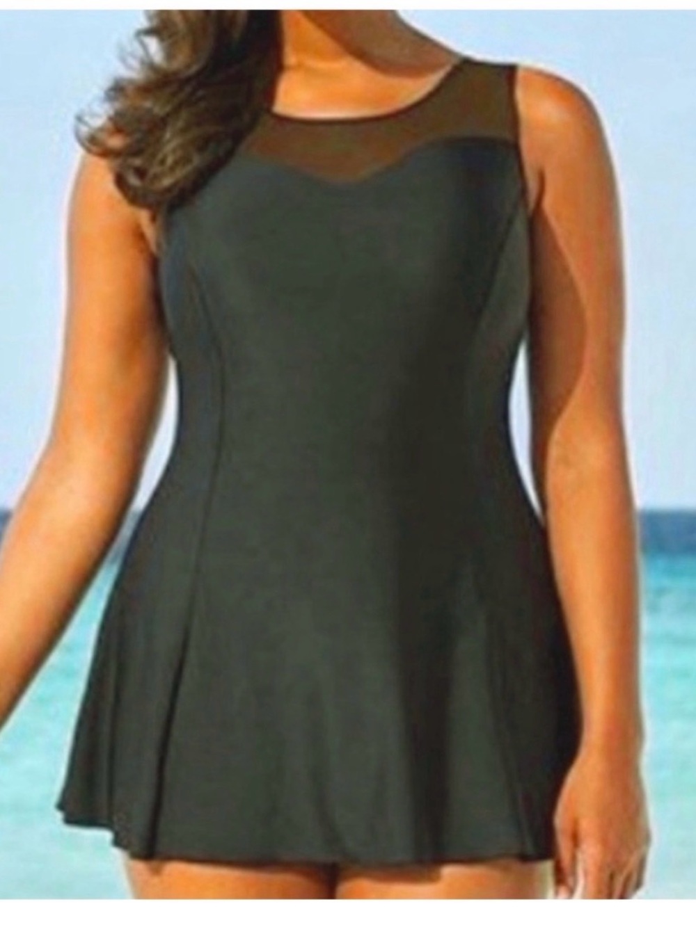 Nwt Sheer Trim Swimdress Plus
Size 24 2X 3X 
Swimsuits For All High
One Piece